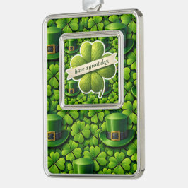 Vierblattklee Saint Patrick's Day haben Sie einen Rahmen-Ornament Silber