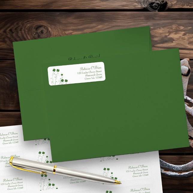 vierblättriges Kleeblatt Brautparty Rücksendeadres (Lucky four leave clover return address labels)
