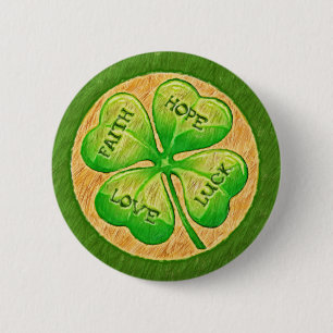 Vierblättriges Kleeblatt - Button