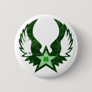 vierblättriges Kleeblatt. Flügelstar. Button