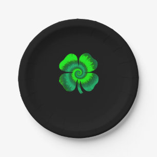 vierblättriges Kleeblatt Gefärbte Krawatte St Patr Pappteller