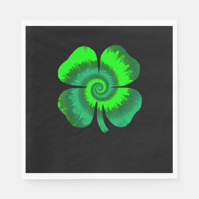 vierblättriges Kleeblatt Gefärbte Krawatte St Patr Serviette (Vorderseite)