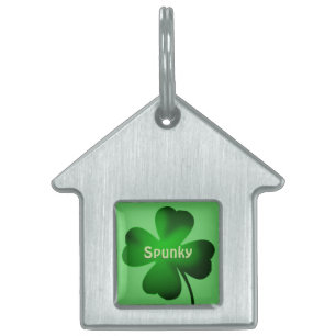 vierblättriges Kleeblatt Green Pet ID Tag Tiermarke