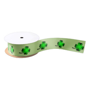 vierblättriges Kleeblatt Green Satinband