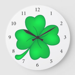 Vierblättriges Kleeblatt Große Wanduhr