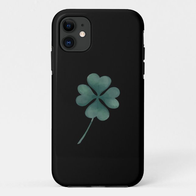 vierblättriges Kleeblatt grün auf schwarzer Wasser Case-Mate iPhone Hülle (Rückseite)