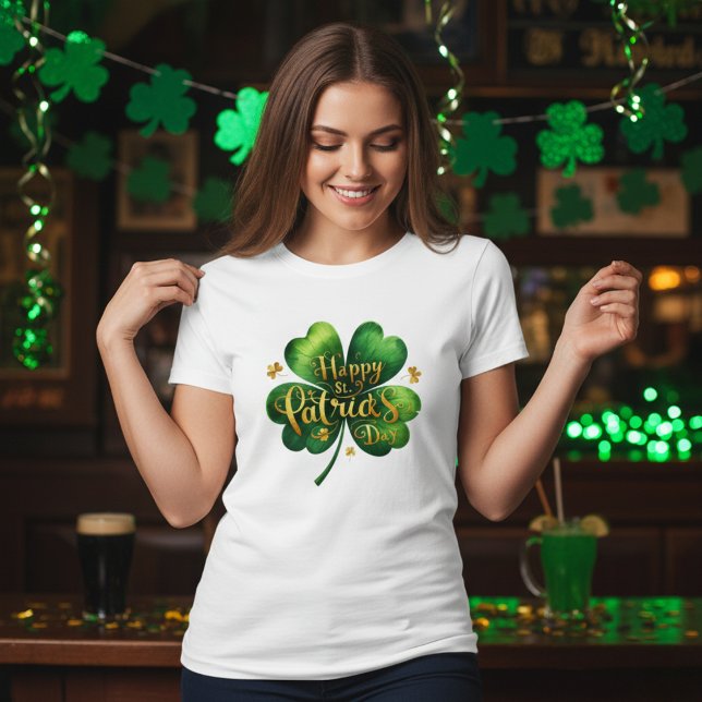 vierblättriges Kleeblatt Happy St Patrick's Day T-Shirt (Four Leaf Clover Happy St Patrick's Day T-Shirt)
