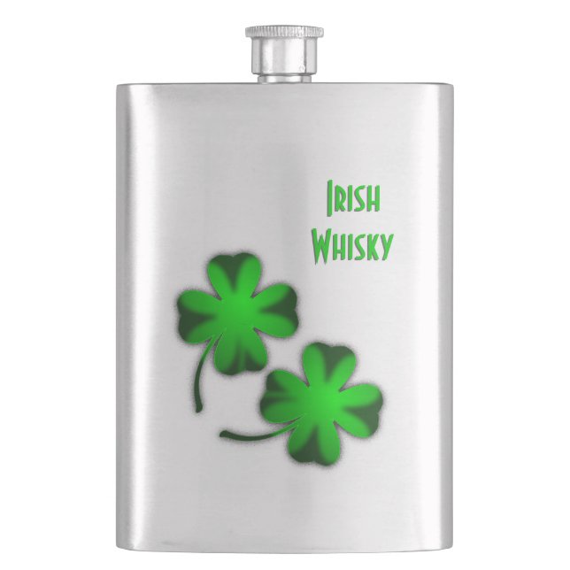 vierblättriges Kleeblatt Irish Whisky Flachmann (Vorderseite)