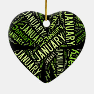 Vierblättriges Kleeblatt Januar Keramikornament