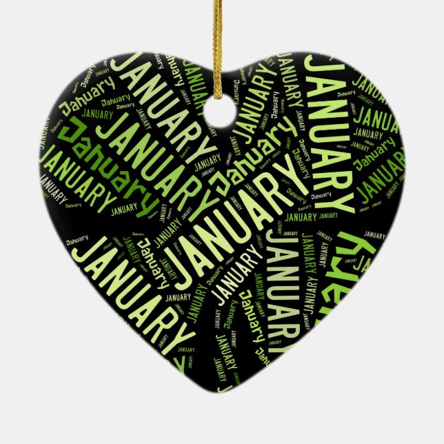 Vierblättriges Kleeblatt Januar Keramikornament (Hinten)