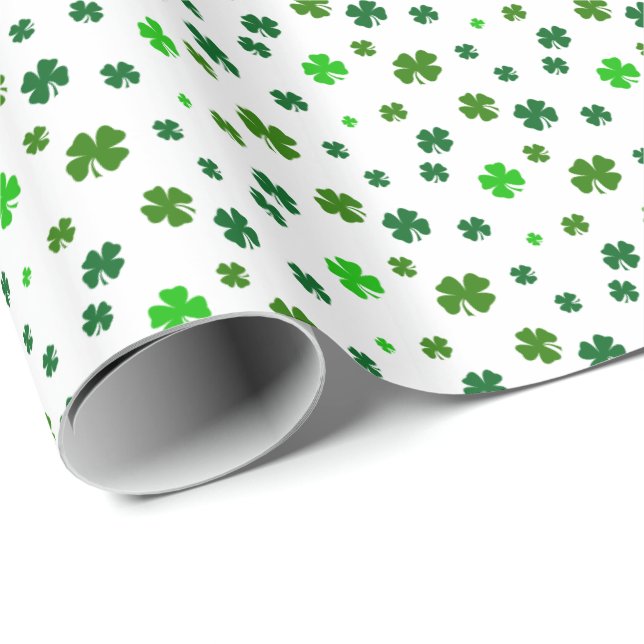 vierblättriges Kleeblatt Kleeblatt Irish Gift Wrap Geschenkpapier (Rolleneckpunkt)