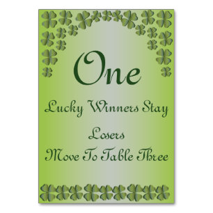 vierblättriges Kleeblatt Lucky Irish Table Card Tischnummer