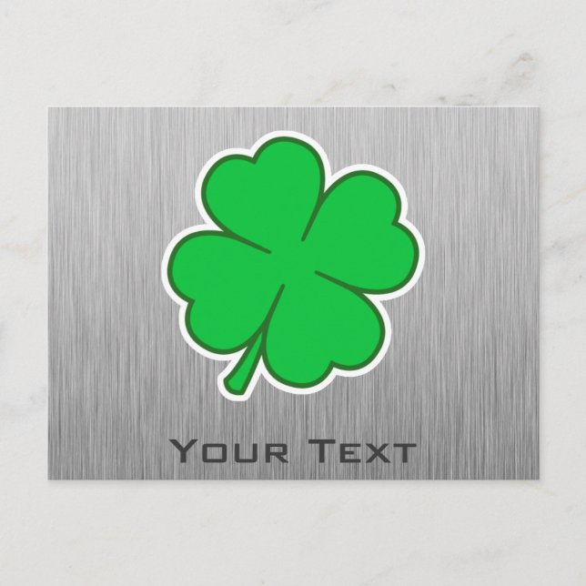 Vierblättriges Kleeblatt Metallaussehen Postkarte (Vorderseite)