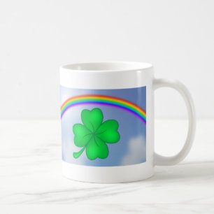 Vierblättriges Kleeblatt mit Regenbogen Tasse