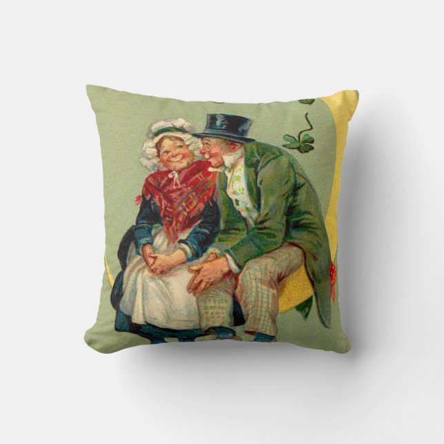 vierblättriges Kleeblatt Moon Leprechaun Kleeblatt Kissen (Vorderseite)