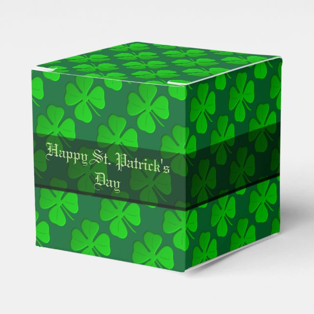 vierblättriges Kleeblatt Muster Cube Favor Box Geschenkschachtel (Vorderseite)