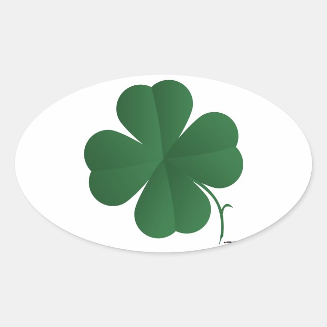 Vierblättriges Kleeblatt Ovaler Aufkleber (Vorderseite)