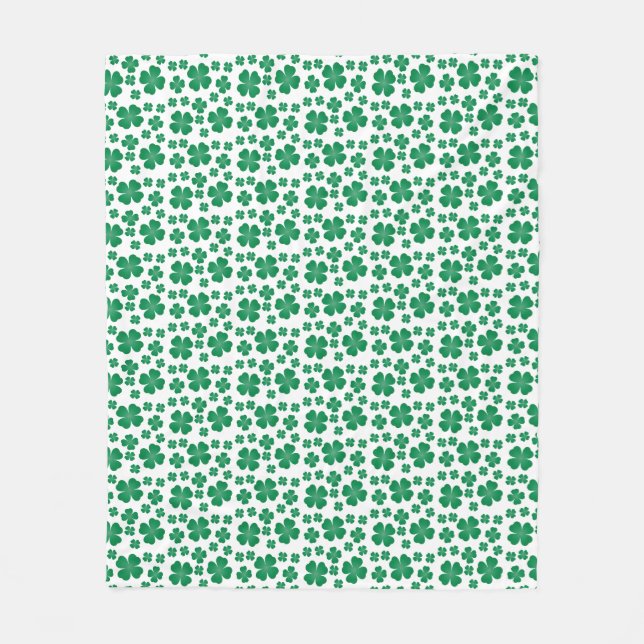 vierblättriges Kleeblatt Pattern Green Fleecedecke (Vorderseite)