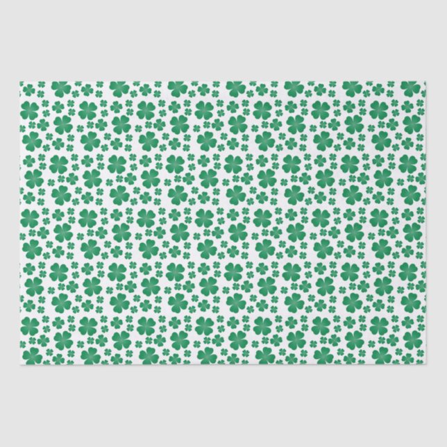 vierblättriges Kleeblatt Pattern Green Seidenpapier (Vorderseite)