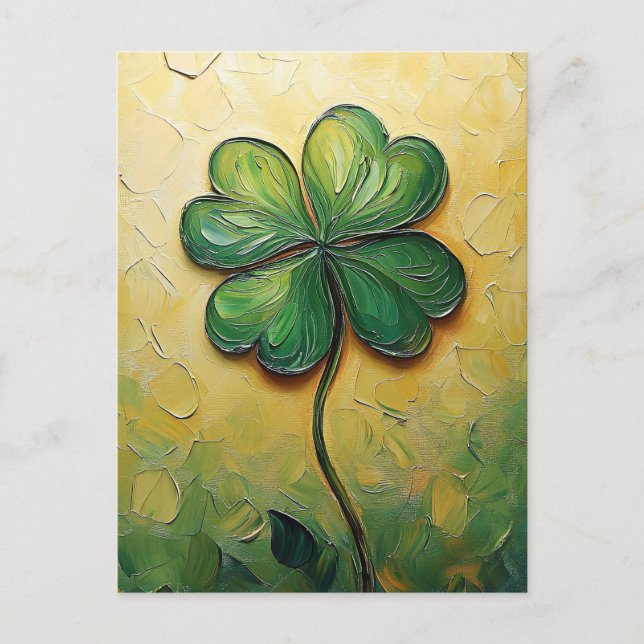 vierblättriges Kleeblatt Postkarte (Vorderseite)