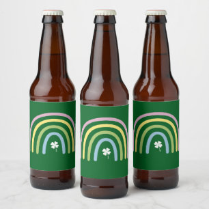 vierblättriges Kleeblatt Rainbow St Patrick's Day Bierflaschenetikett