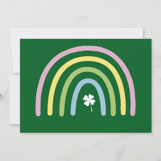 vierblättriges Kleeblatt Rainbow St Patrick's Day Einladung (Vorderseite)
