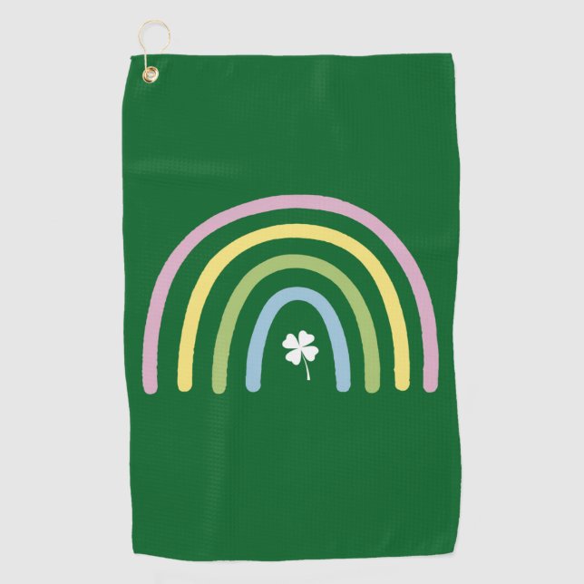 vierblättriges Kleeblatt Rainbow St Patrick's Day Golfhandtuch (Vorderseite)