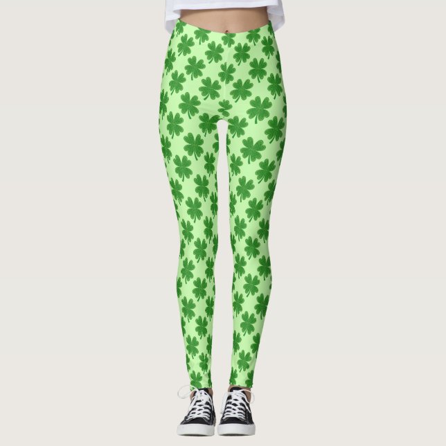 vierblättriges Kleeblatt Saint Patrick's Day Kleeb Leggings (Vorderseite)