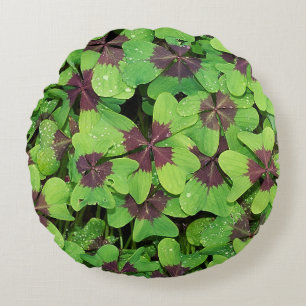 Vierblättriges Kleeblatt, (Sorrel, Eisenkreuz) Rundes Kissen