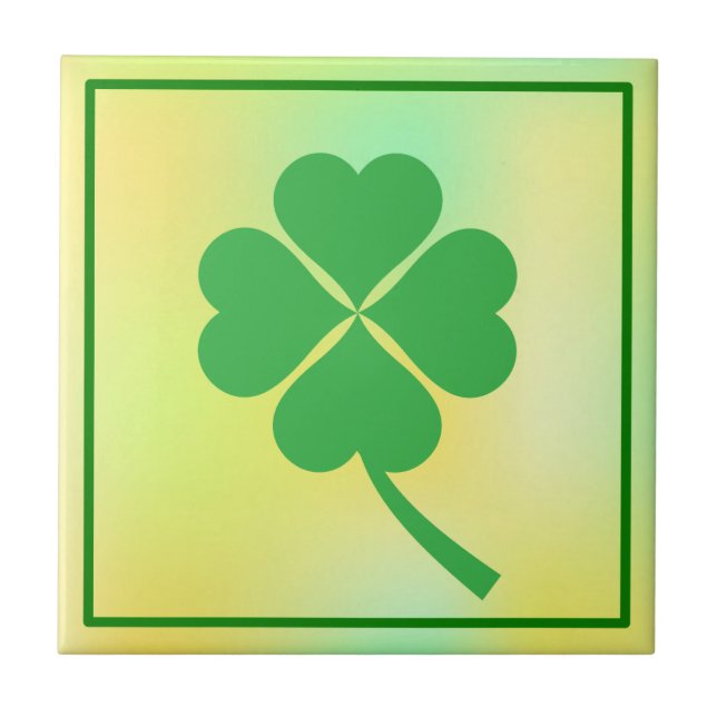 vierblättriges Kleeblatt St. Patrick's Day Design- Fliese (Vorderseite)