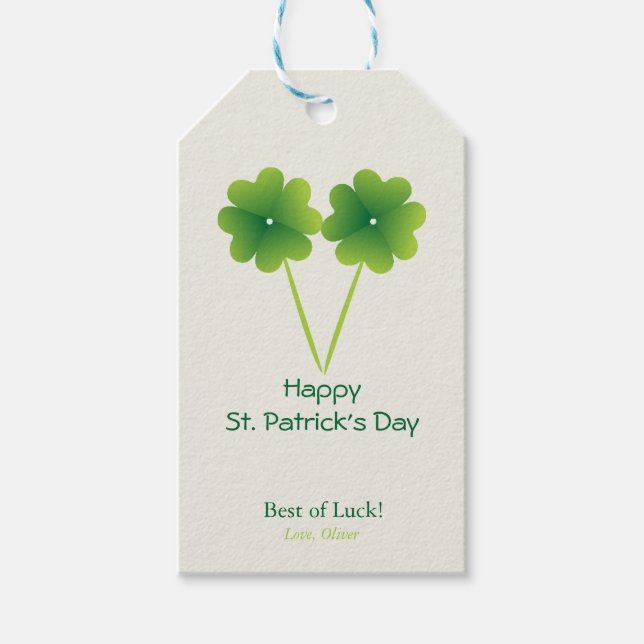 vierblättriges Kleeblatt St. Patrick's Day Geschenkanhänger (Vorderseite)