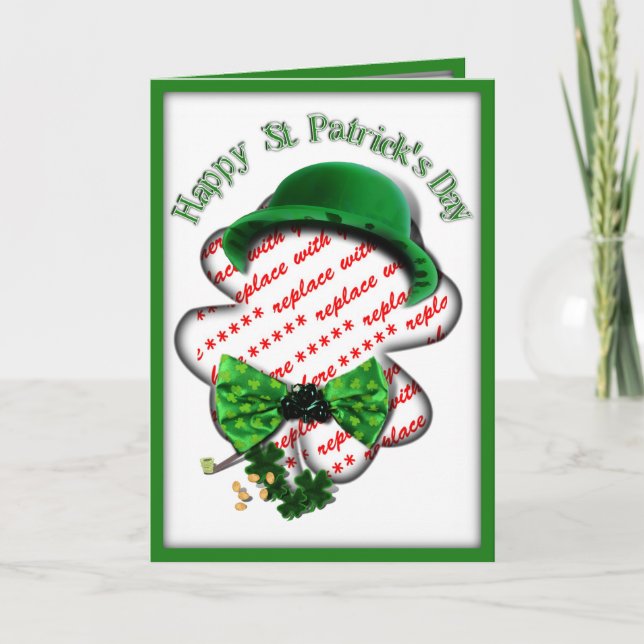 vierblättriges Kleeblatt St. Patrick's Day Karte (Vorderseite)