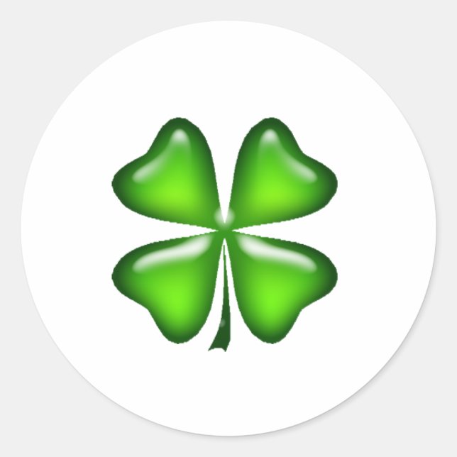 vierblättriges Kleeblatt St. Patricks Day Runder Aufkleber (Vorderseite)