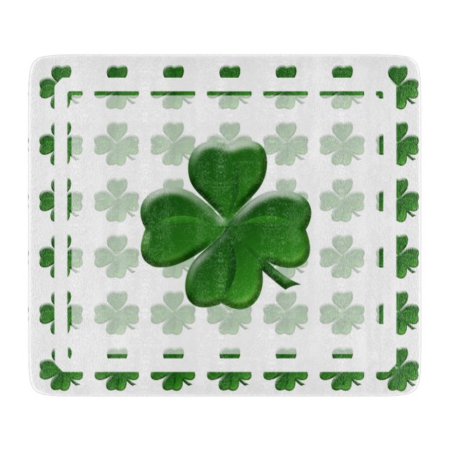 vierblättriges Kleeblatt - St Patrick's Day Symbol Schneidebrett (Vorderseite)
