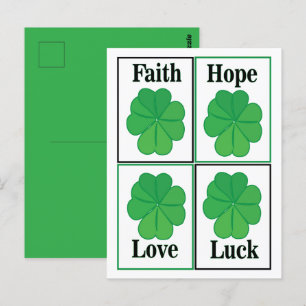 Vierblättriges Kleeblatt St. Patricks Day Vierblät Postkarte