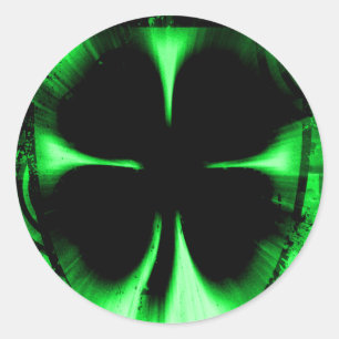 vierblättriges Kleeblatt : Stereoanlage: Runder Aufkleber