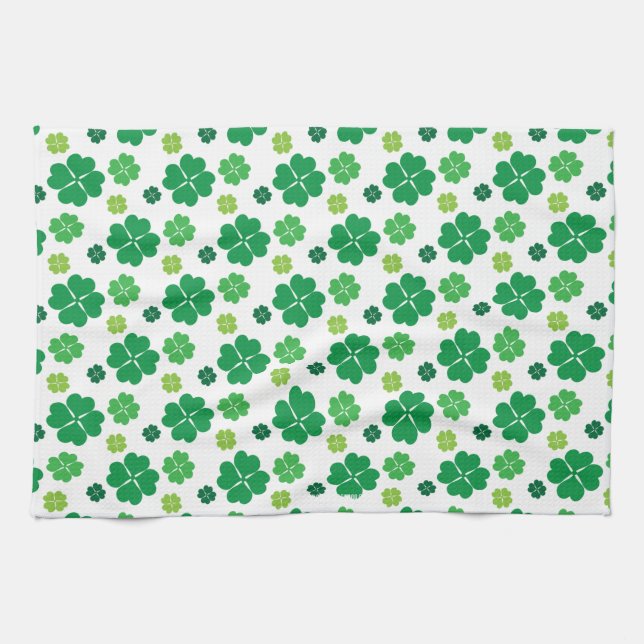 Vierblättriges Kleeblatt Tag St. Patricks Handtuch (Horizontal)