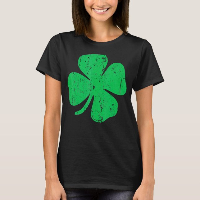 vierblättriges Kleeblatt Vintager St. Patrick Day T-Shirt (Vorderseite)