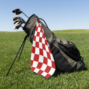 Viereck rotes, weißes Retro-Quadrat Golfhandtuch