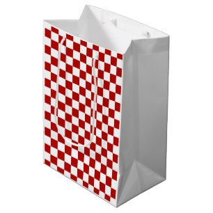 Viereck rotes, weißes Retro-Quadrat Mittlere Geschenktüte