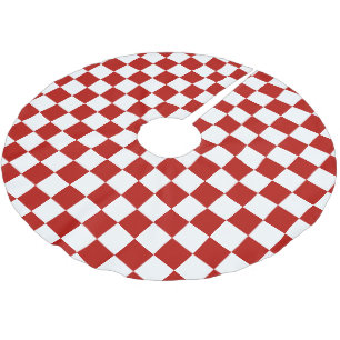 Viereck rotes, weißes Retro-Quadrat Polyester Weihnachtsbaumdecke