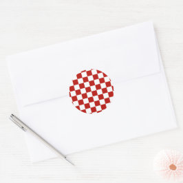 Viereck rotes, weißes Retro-Quadrat Runder Aufkleber