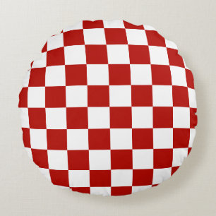 Viereck rotes, weißes Retro-Quadrat Rundes Kissen