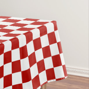 Viereck rotes, weißes Retro-Quadrat Tischdecke