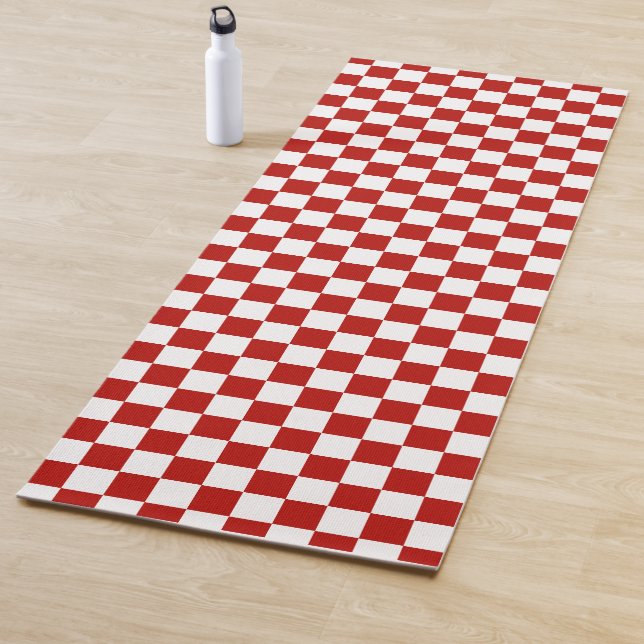 Viereck rotes, weißes Retro-Quadrat Yogamatte (Beispiel)