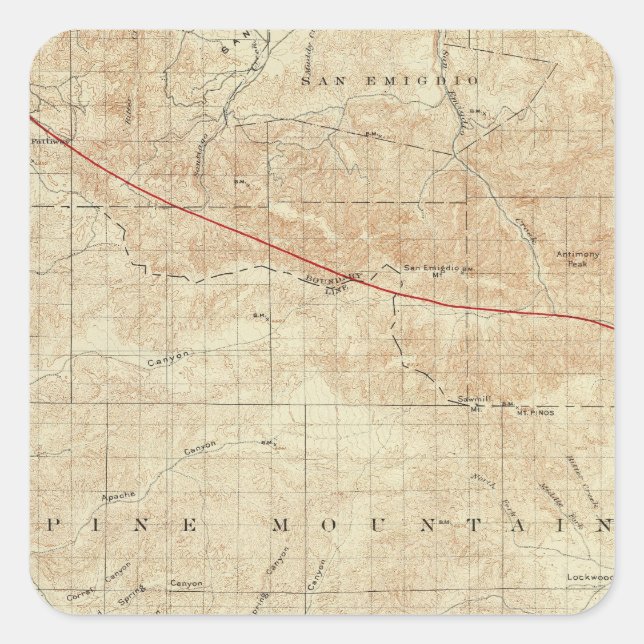 Viereck von Pinos mit San Andreas Rift Quadratischer Aufkleber (Vorderseite)