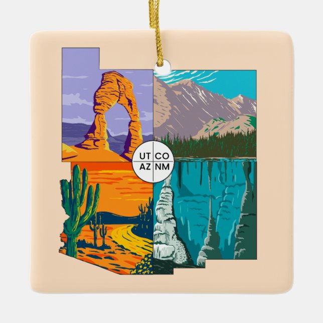 Vierecke Nationaldenkmal Keramikornament (Vorderseite)