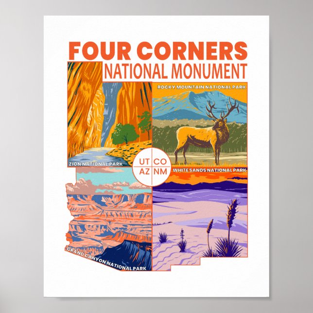 Vierecke Nationaldenkmal mit Nationalparks 2 Poster (Vorne)