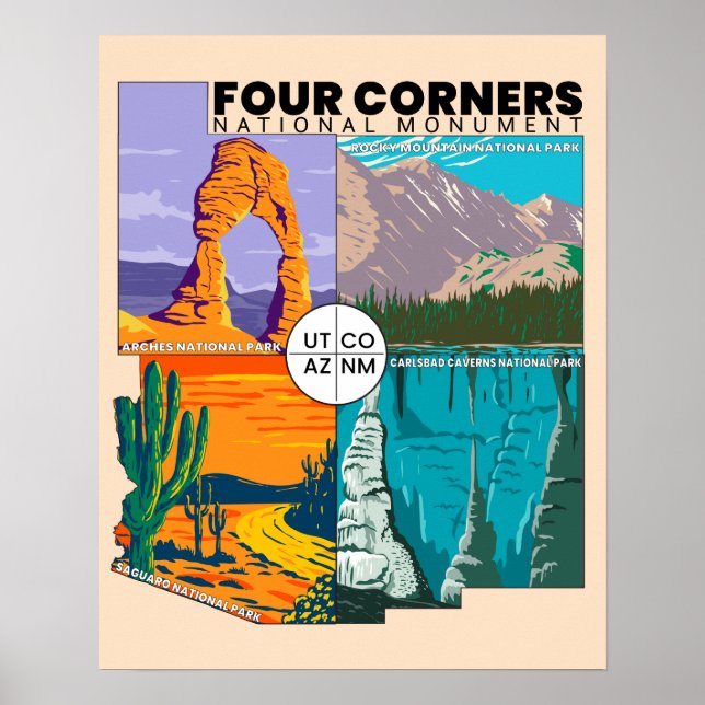 Vierecke Nationaldenkmal mit Nationalparks Poster (Vorne)