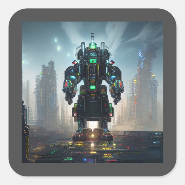 Viereckige Robot-Aufkleber Quadratischer Aufkleber (Vorderseite)